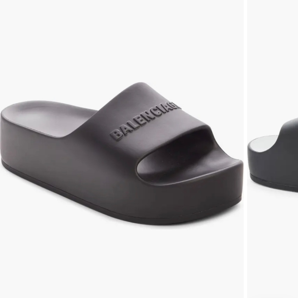 BALENCIAGA LOGO PLATFORM SANDALS